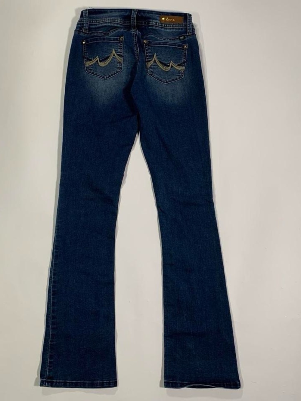 YMI Low Rise Bootcut Jeans Thick Stitch Embroidered Pocket Y2K Indigo